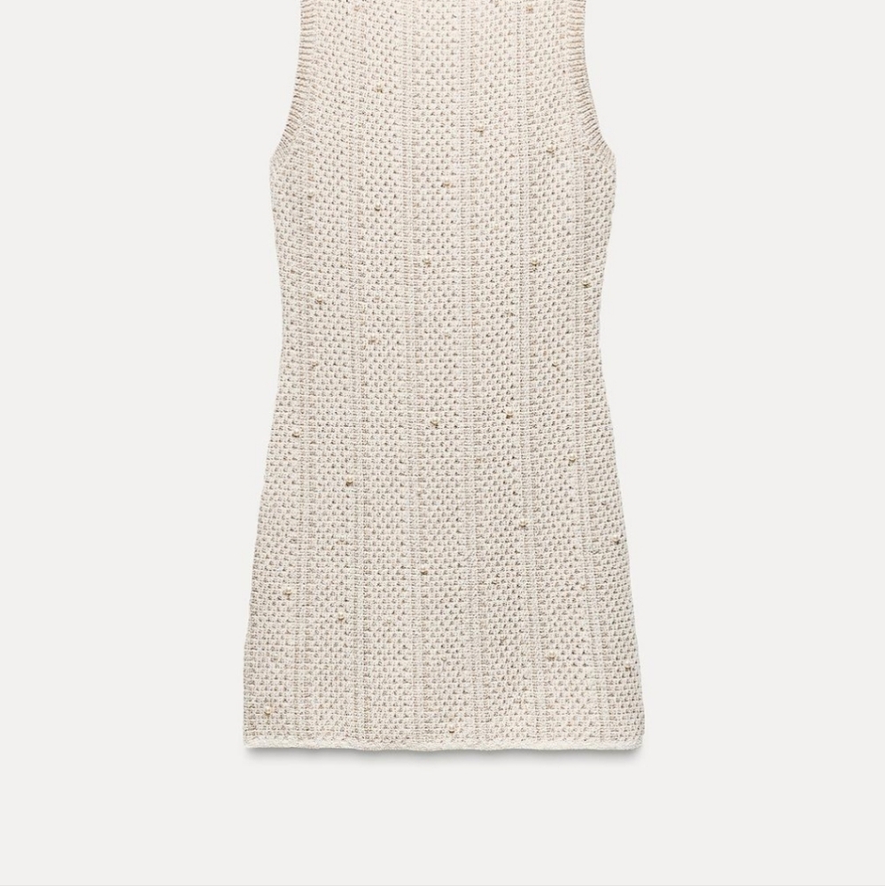 ZARA PEARL KNIT MINI DRESS SIZE M - Picture 7 of 14